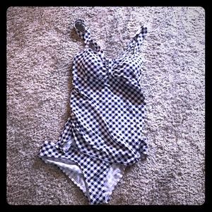 Gingham print maternity bathing suit